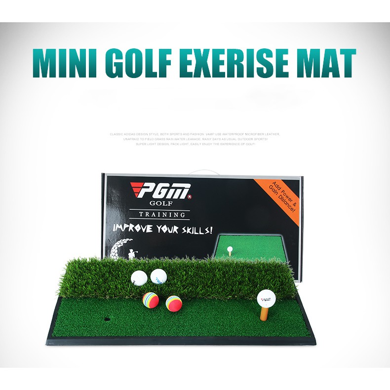 THẢM TẬP SWING GOLF ( Tăng kèm tee cao su)- PGM DOUBLE GRASS MINI HITTING MAT