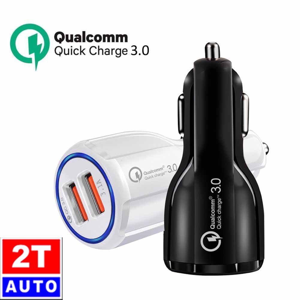 TẨU SẠC NHANH QUALCOMM HỖ TRỢ CHUẨN QUICK CHARGE 3.0, Gồm 2 Cổng USB QC 3.0&amp;3.1A cao cấp cho ô tô xe hơi-12V-24V SKU:274