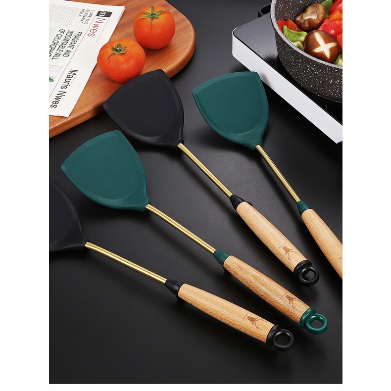 Xẻng Nấu Ăn Bằng Silicone Và Inox 304 Chống Dính Tiện Dụng