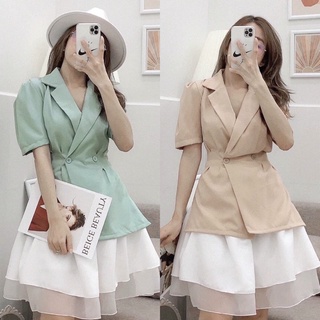 SET ÁO VEST NÚT EO KÈM CHÂN VÁY (KÈM VIDEO HÌNH THẬT)