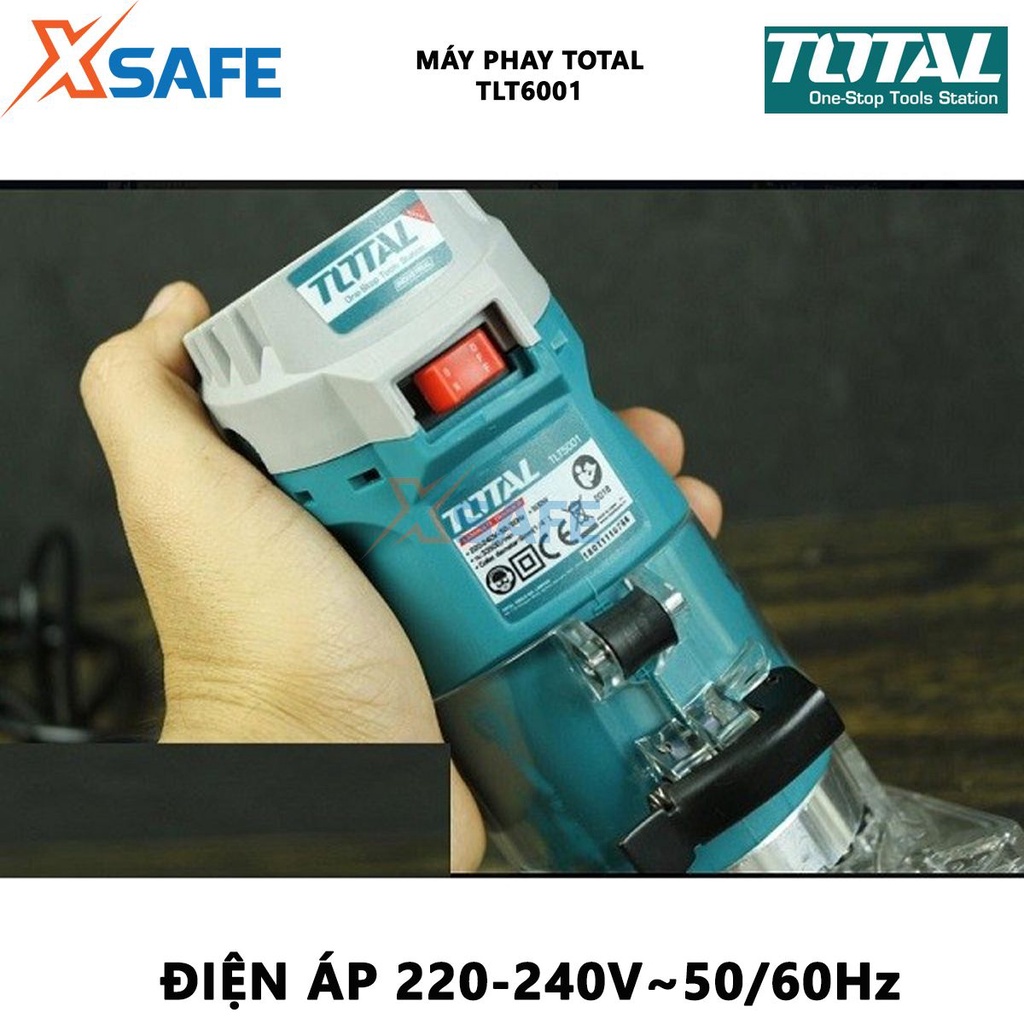 Máy phay cắt mép TOTAL TLT6001 | máy phay gỗ công suất 600W tốc độ không tải 34500 rpm đường kính mũi  6.0 mm và 1/4''