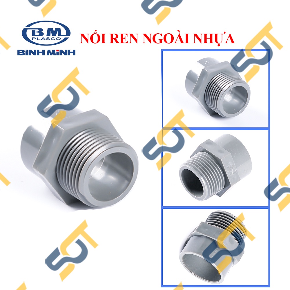 [BÌNH MINH] Nối Ống Nhựa, Nối thẳng ren ngoài nhựa BÌNH MINH lắp đặt ống 21 27 34