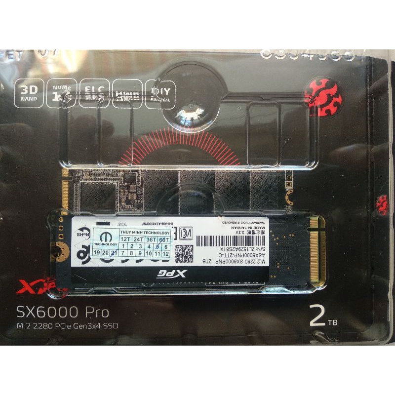 SSD XPG SX6000 Pro 2TB  PCIe Gen3x4 M.2 2280