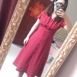 Váy cho con bú ti - TKVX003 - đỏ chấm bi (kèm ảnh thật)