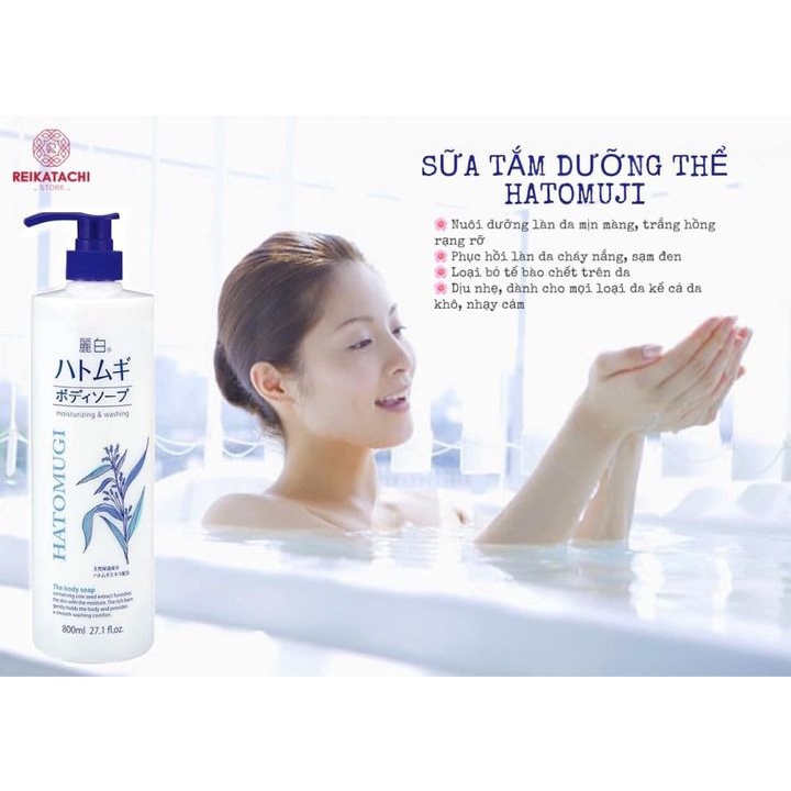 [Auth] Sữa tắm Hatomugi trắng da chiết xuất ý dĩ 800 ml.