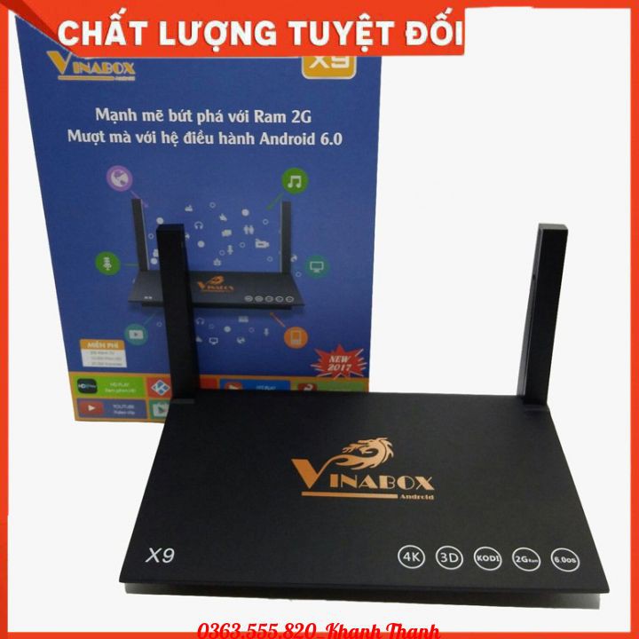 TV BOX VINABOX X9 (Rockchip RK 3229/Mail 450MP/2G/16G) - Hỗ trợ điều khiển giọng nói - Bảo hành 12 tháng