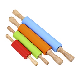 Cán lăn bột gỗ có trục xoay bọc silicon 29 -38 cm
