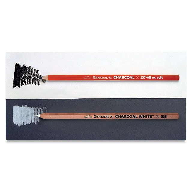 - Chì than Charcoal GENERAL'S - Cây lẻ Trắng/ Đen