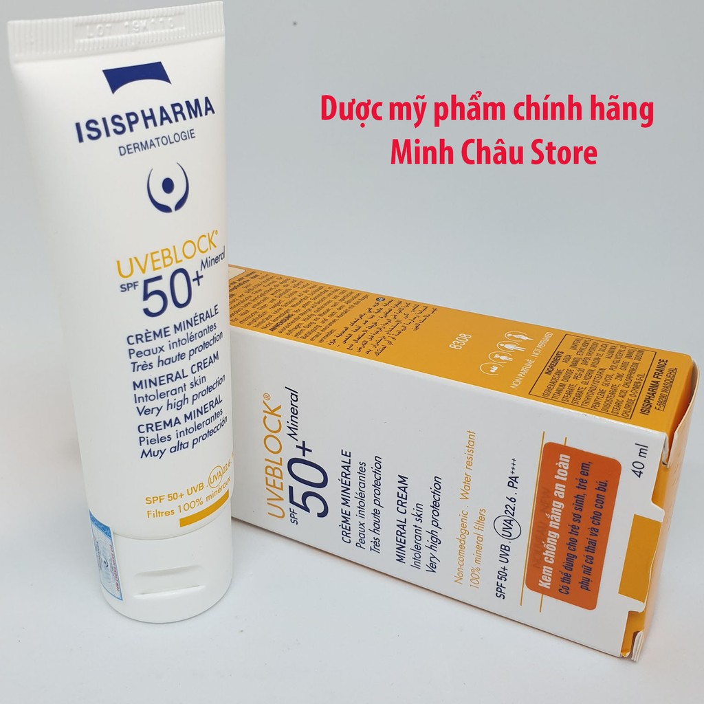 [Mã 153FMCGSALE1 giảm 10% đơn 250K] Kem Chống Nắng Isis Pharma Uveblock Spf 50+ Mineral Cream 40Ml