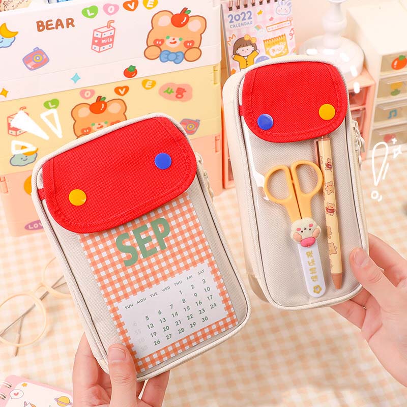 Túi Đựng Bút Chì Hai Ngăn Sức Chứa Lớn Dành Cho Học Sinh