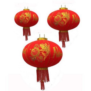Đèn lồng đỏ vải nhung in hình cao cấp #40 #60 #80 trang trí tết cổ truyền