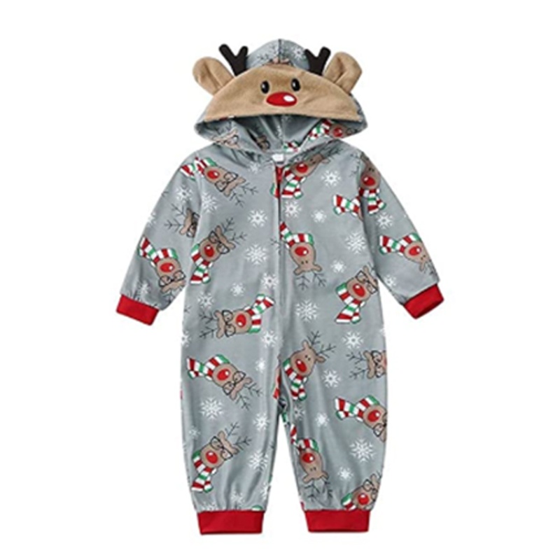 Xiangbao Bộ Đồ Ngủ Áo Liền Quần Có Nón Và Khóa Kéo Hình Tuần Lộc Giáng Sinh Dễ