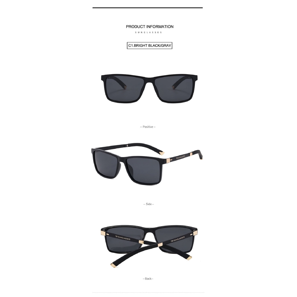 Men Polarized TR90 Sunglasses Vintage Anti-UV Driving Driver Black Goggles Eyewear Rectangle Shades