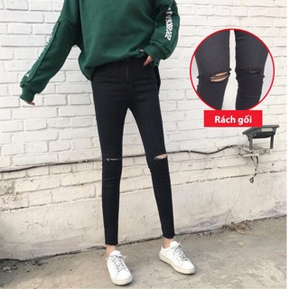 Quần skinny cạp cao rách gối form chuẩn giúp chân thon gọn, kéo dài chân