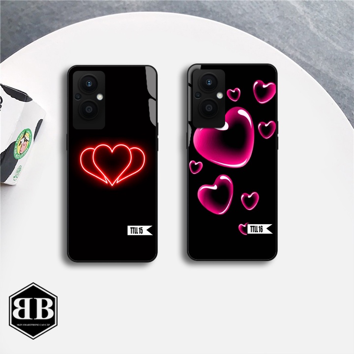 ỐP lưng kính cường lực OPPO RENO 7Z 5G    trái tim lấp lánh