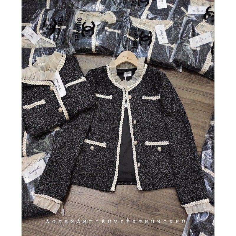 Áo dạ bèo nhiều màu sắc - Áo dạ tweed pha viền bèo tiểu thư