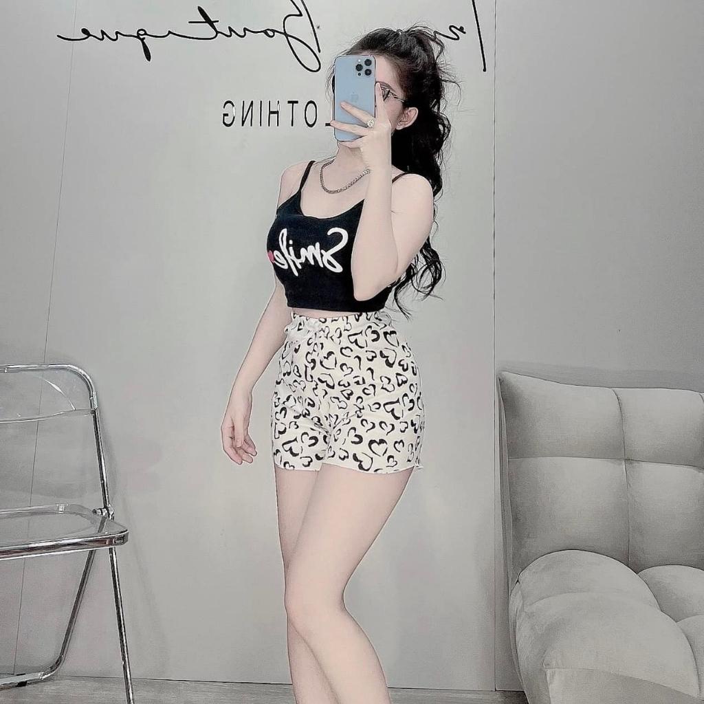 Set đồ bộ nữ mặc nhà áo 2 dây và quần đùi dễ thương Maimaihome