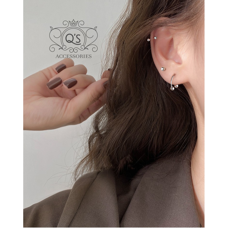 Khuyên tai bạc khoen vành chốt bi vặn nam nữ bông tai kẹp vành S925 EARCUFF Silver Earrings QA SILVER EA200903