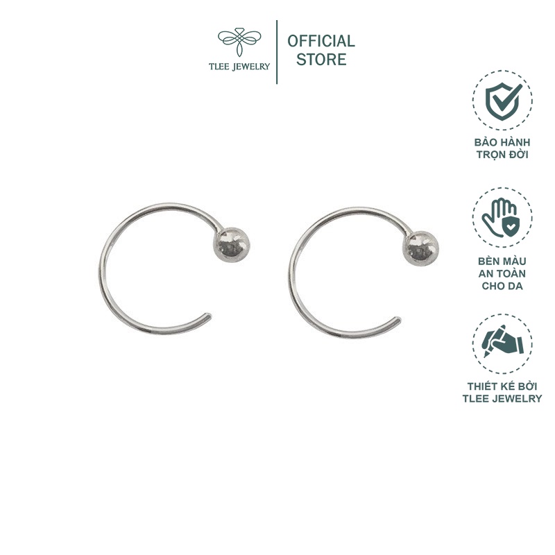 Khuyên tai bạc unisex TLEE móc bi basic cá tính TleeJewerly B0213