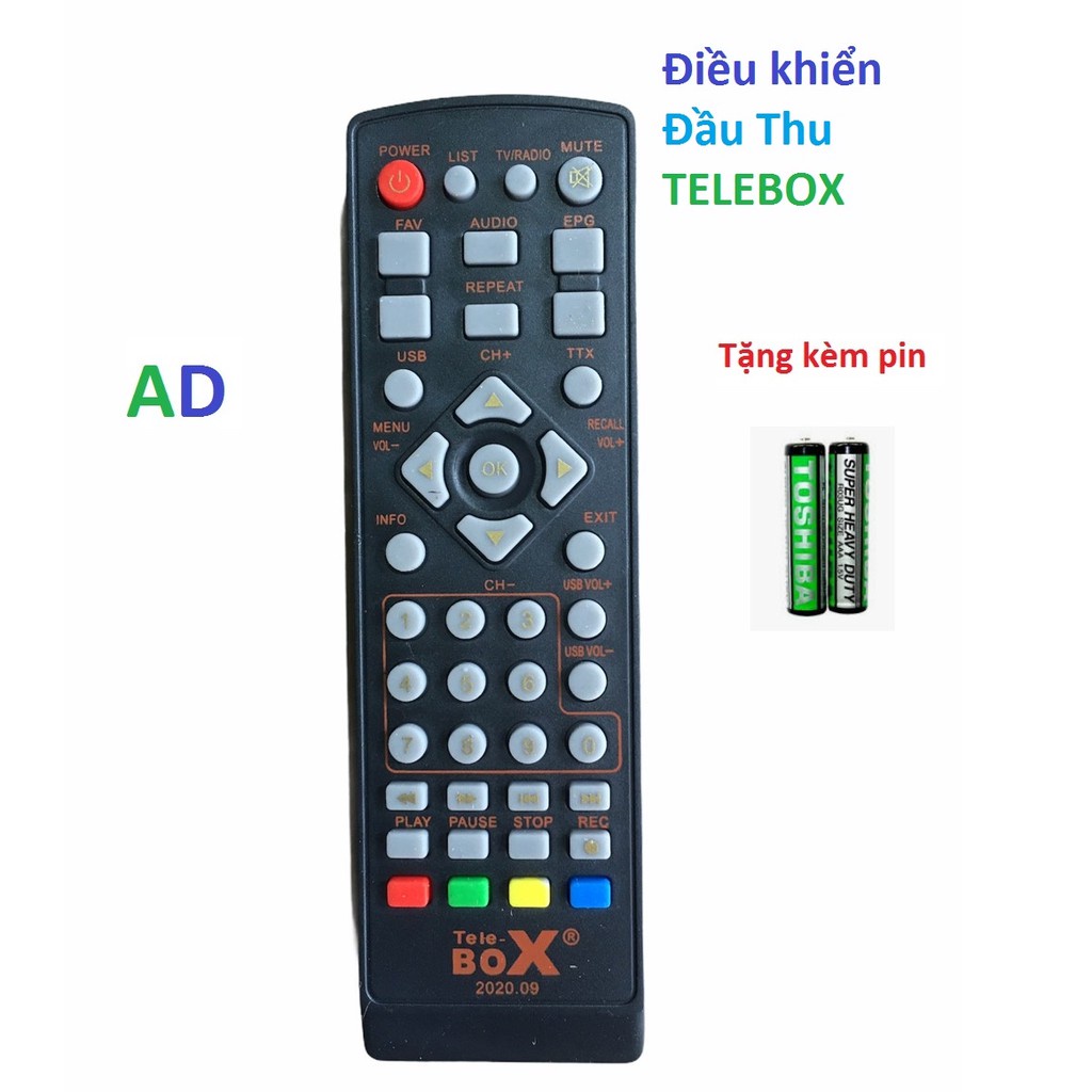 điều khiển đầu thu TELEBOX chất lượng cao-tặng kèm pin-remote đầu truyền hình telebox