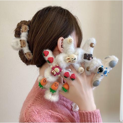 Kẹp tóc gấp tóc càng cua lông nhung mềm mại hoạt hình xinh xắn cho bạn gái GLONG_HH