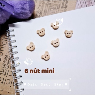 Set 6 cúc gỗ gấu mini / nút gỗ