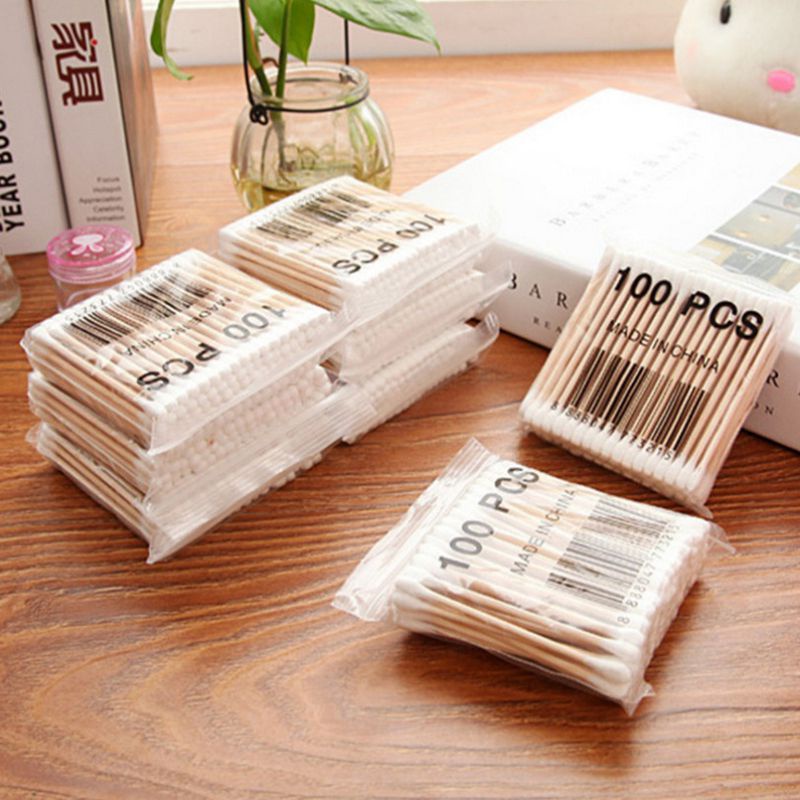 New 30/100 Ultra Small Disposable Cotton Swabs Lint Free micro Wood Brushes