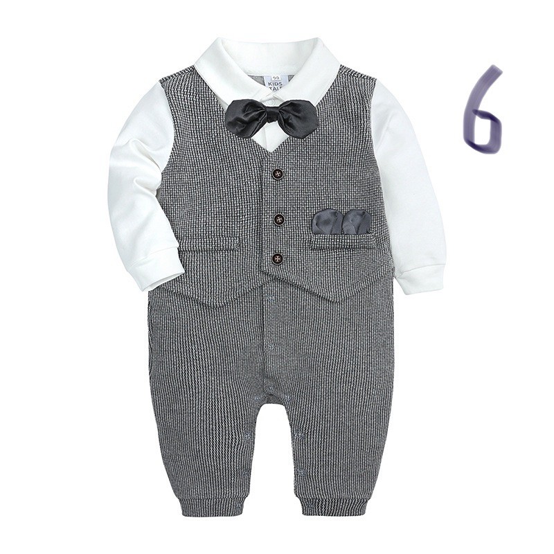 Body công tử giả vest bodysuit liền thân bộ áo liền quần set bộ bé trai mặc đầy tháng, thôi nôi