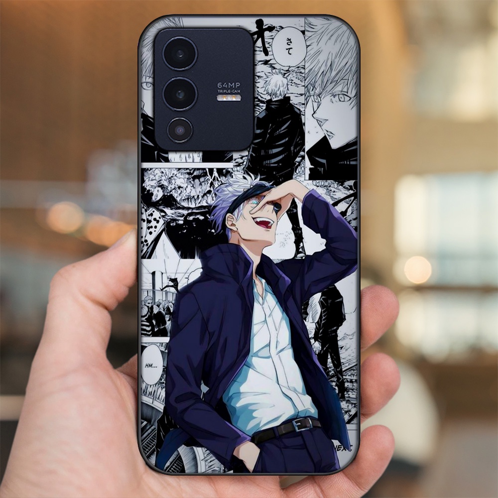 Ốp lưng Vivo V23 5G viền đen in hình Satoru Jujutsu Kaisen