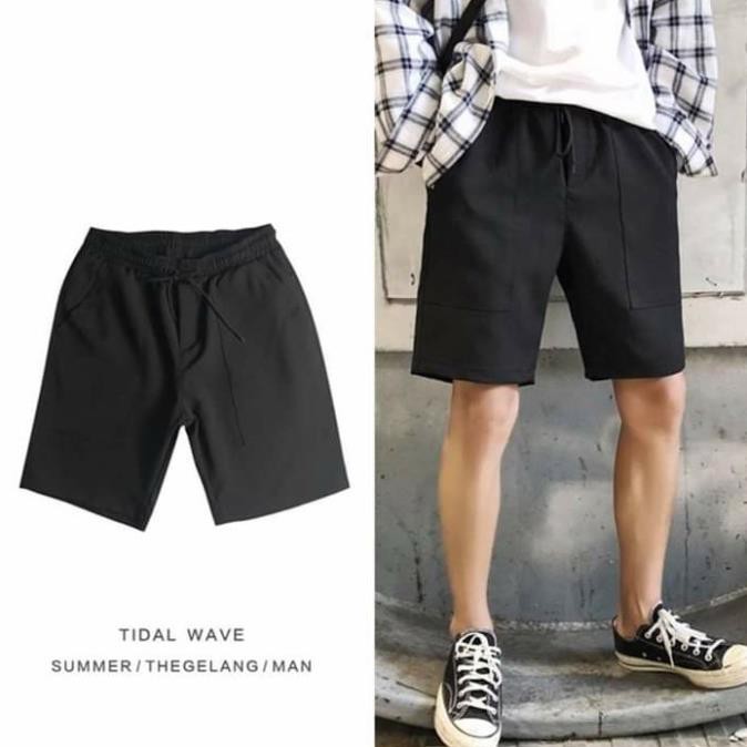 Quần Short thun trơn MÀU ĐEN nam nữ Quần ngăn vải cotton UNISEX - Kun Shop 💯 .