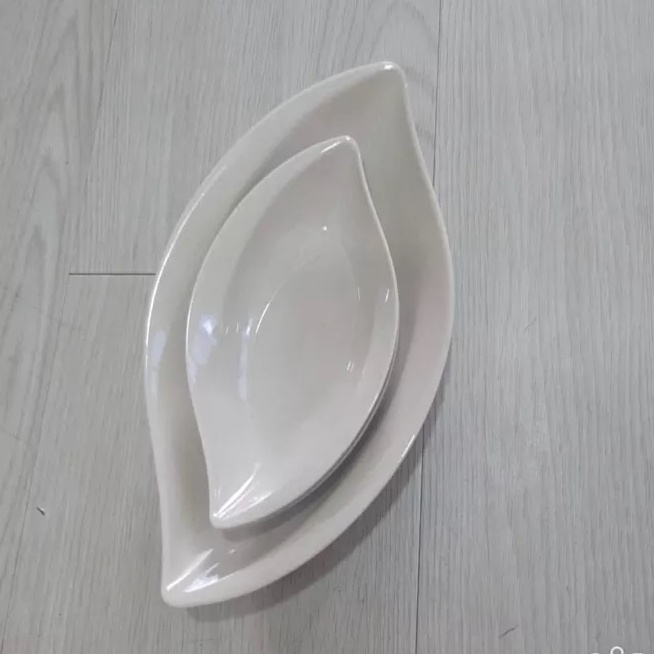Dĩa hình lá dài đựng thức ăn nhựa Melamine đen,trắng,nâu