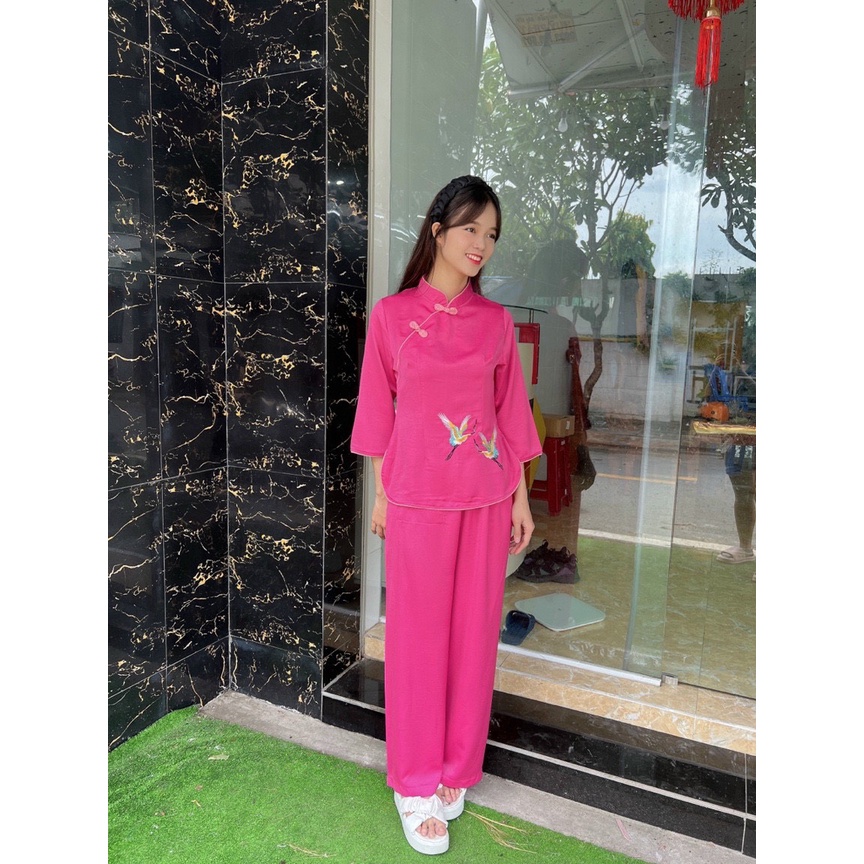 Đồ Lam Đi Chùa #Mẫu Sẫm Hạc# Quần Áo Nữ