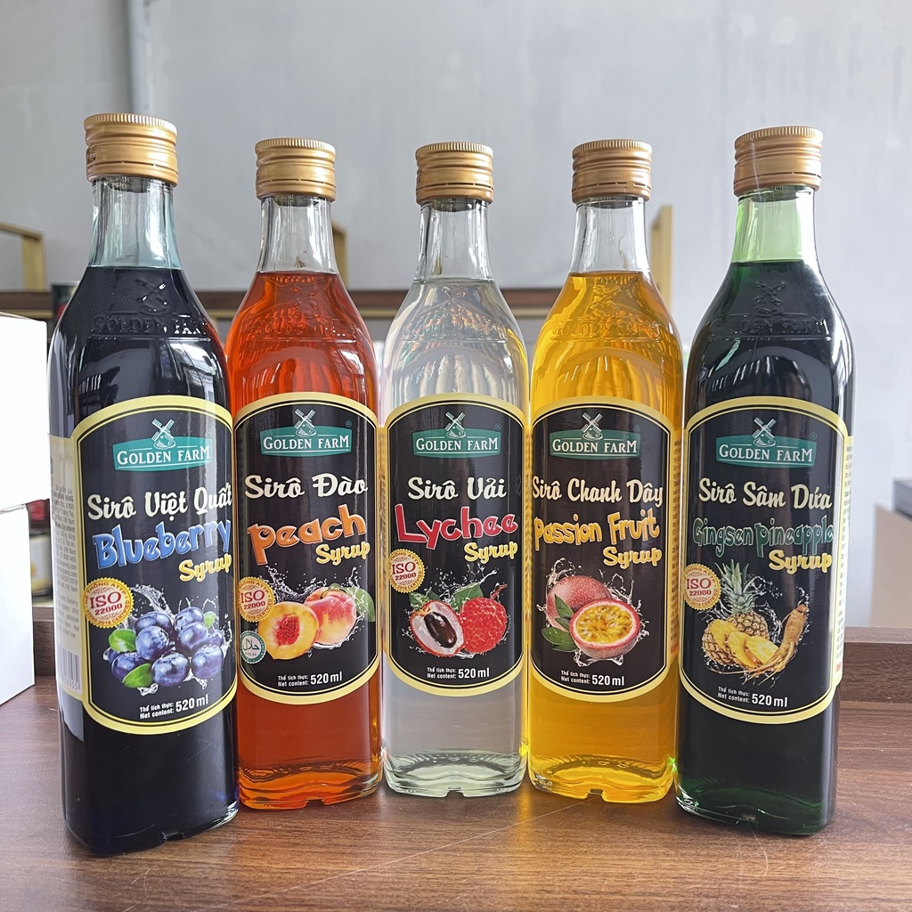 Siro Golden Farm 520ml Đủ Loại chai thủy tinh