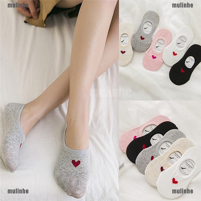 Đôi tất cotton in họa tiết trái tim đáng yêu cho nữ
