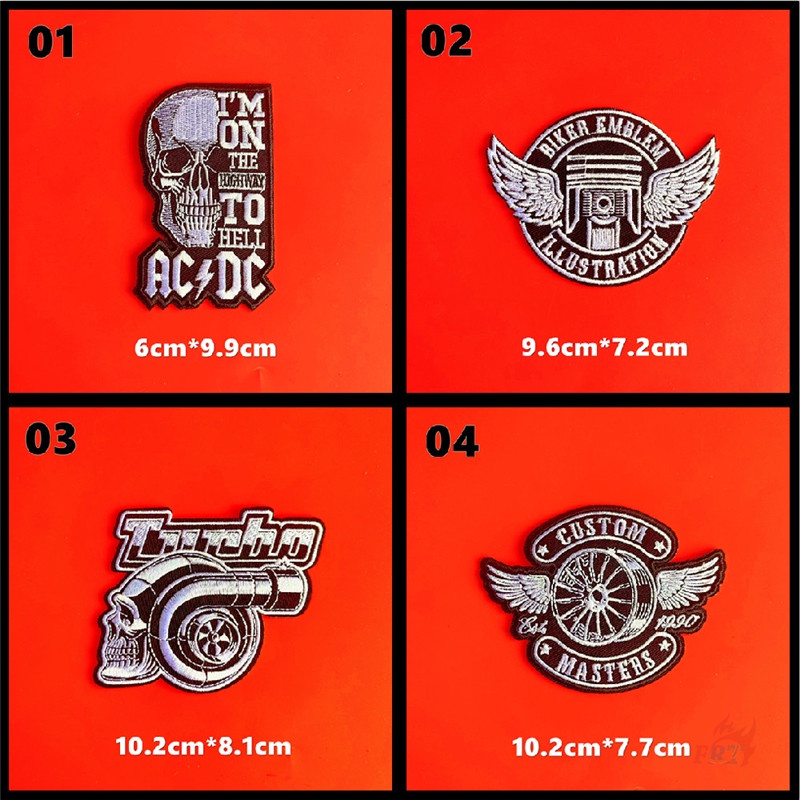 ♚ Miếng Dán Ủi Quần Áo Màu Trắng Đen Cổ Điển ♚ 1 Sticker Ủi Thêu Hình Đầu Lâu