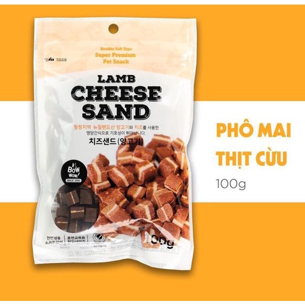 Thức ăn vặt bánh thưởng bánh huấn luyện SNACK BOWWOW PHÔ MAI THỊT CỪU CHO CHÓ 100G