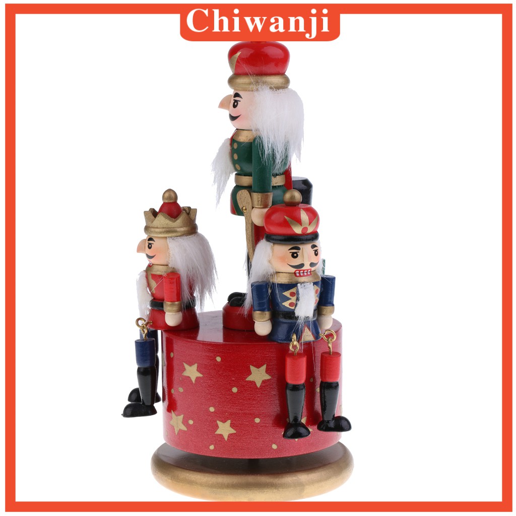 [CHIWANJI] Exquisite Painted Handcraft Wooden Nutcracker Music Box Gift Home Decor Display