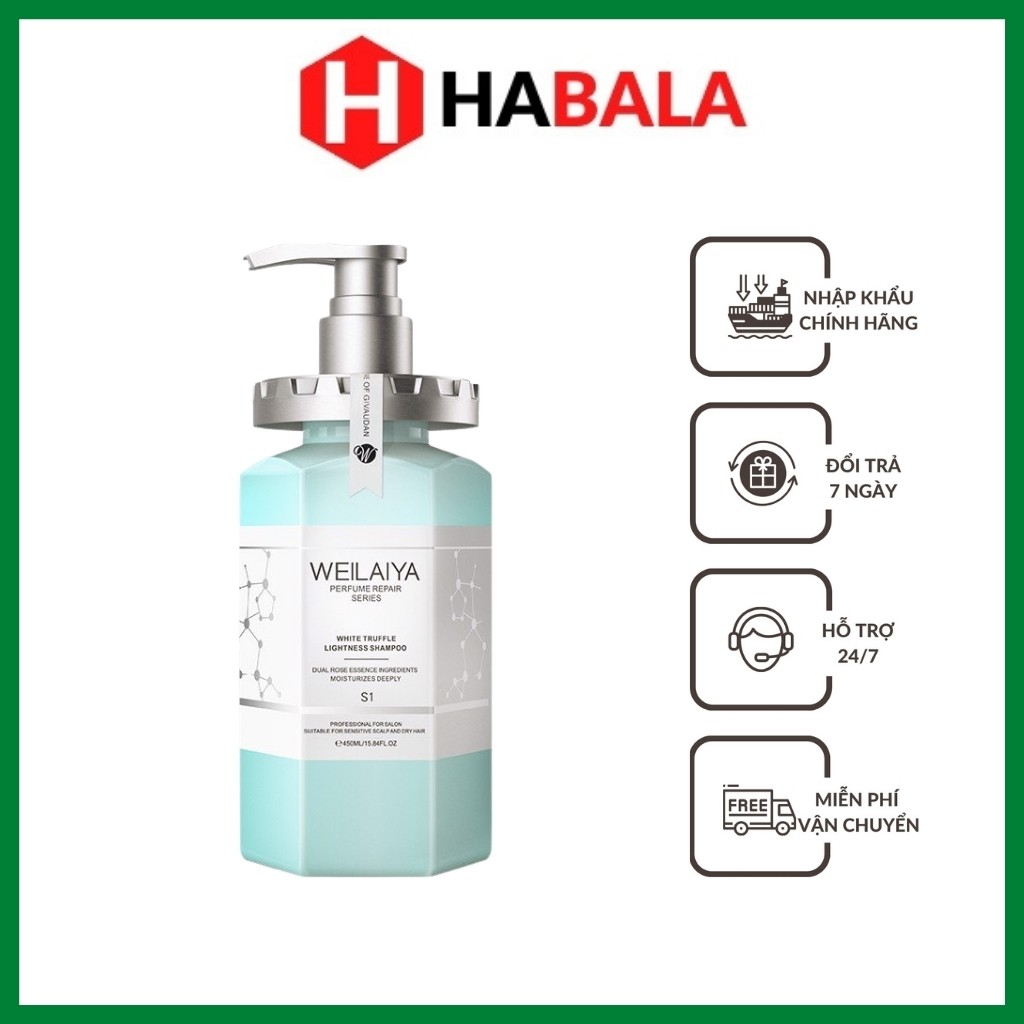 Dầu Gội Thiên Nhiên, Phục Hồi Hư Tổn Tóc Kích Thích Mọc Nhanh Weilaiya 450ml - Habala Shop