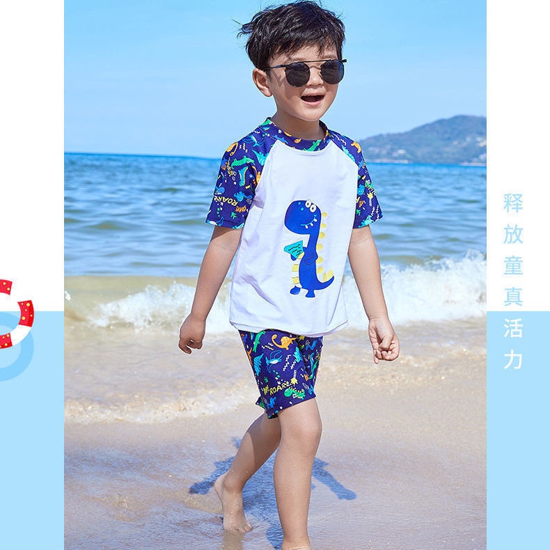 ♛Bộ Đồ Bơi Họa Tiết Khủng Long Hoạt Hình Dễ Thương Cho Bé Trai