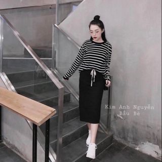 Sét áo kẻ chân váy lên zip siu đẹp bao chất HanoiVNXK