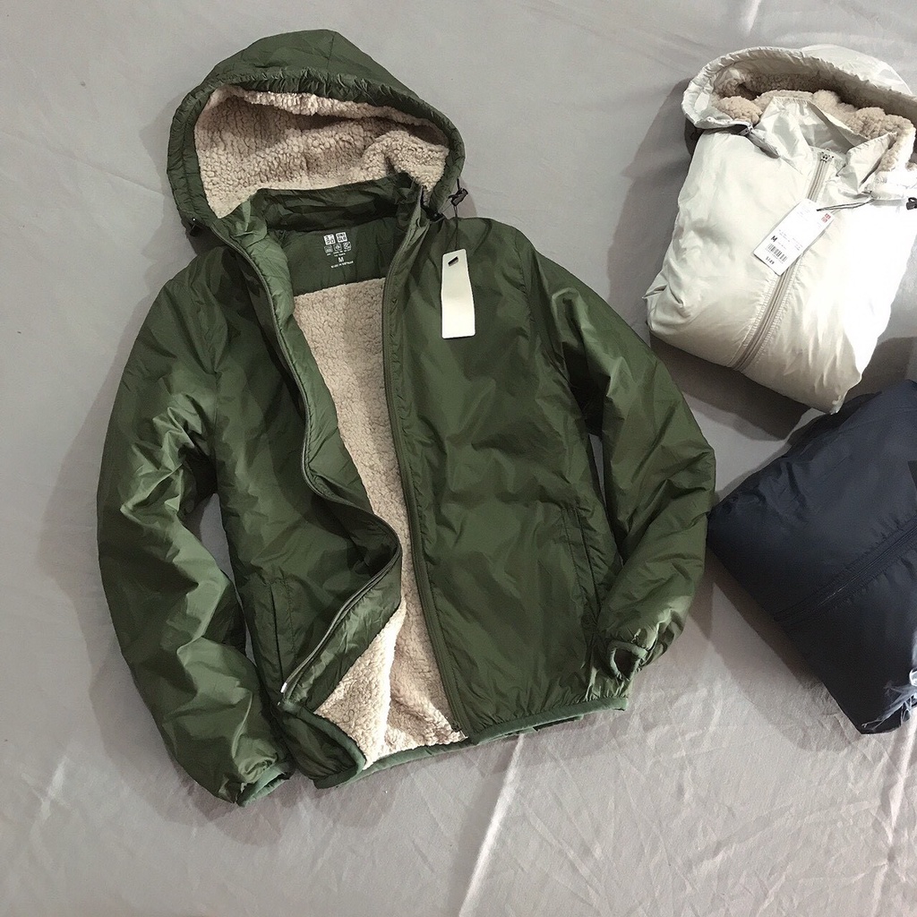 Áo Khoác Gió Nam Nữ Lót Lông cừu Nâu siêu ấm