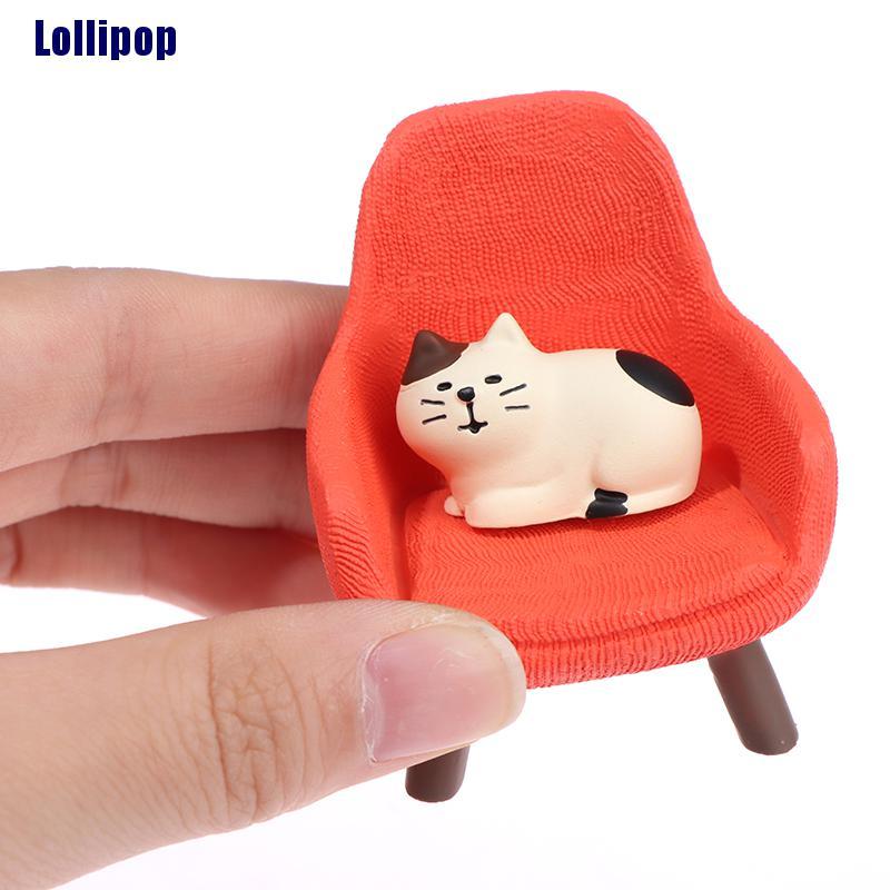 Set ghế sofa và chú mèo đồ chơi mini dành cho trang trí nhà búp bê