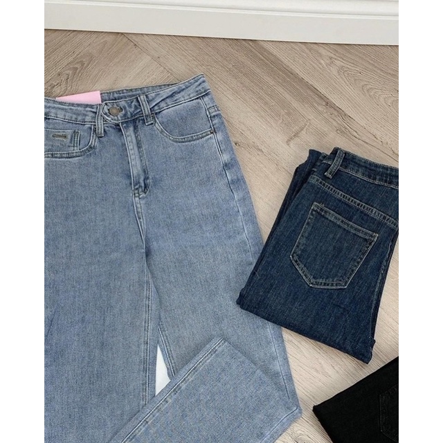 Quần jeans ống đứng co giãn Xẻ gấu 005 Bazic one | BigBuy360 - bigbuy360.vn