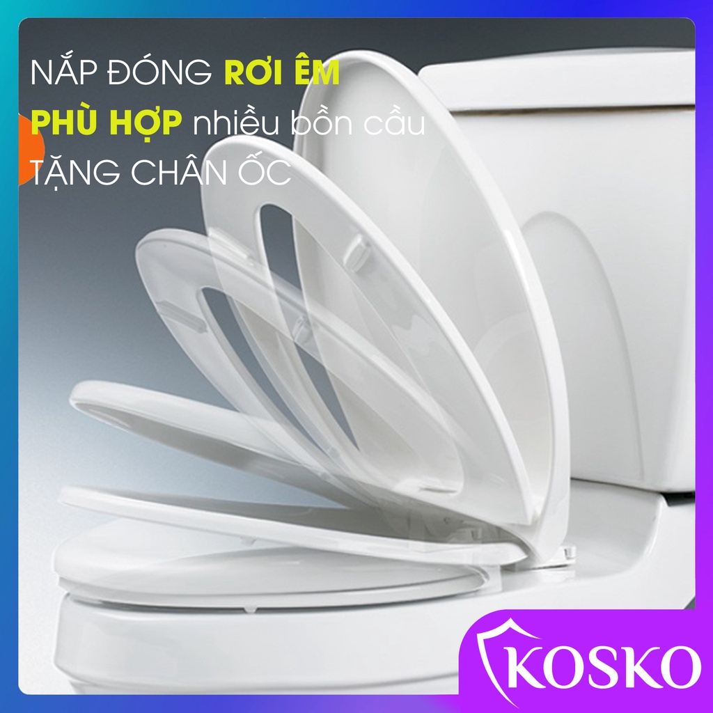 Nắp bồn cầu đóng êm tự động nhựa trắng , Phù hợp nhiều loại bồn cầu
