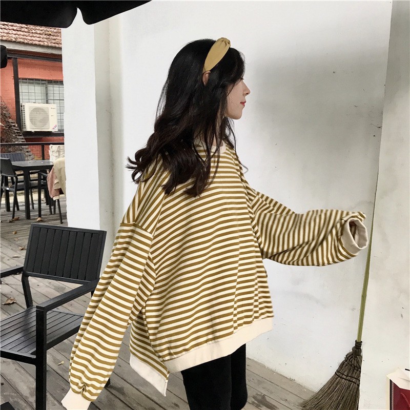 (Hàng Quảng Châu - sẵn - ảnh thật _ Áo sọc kẻ thu đông