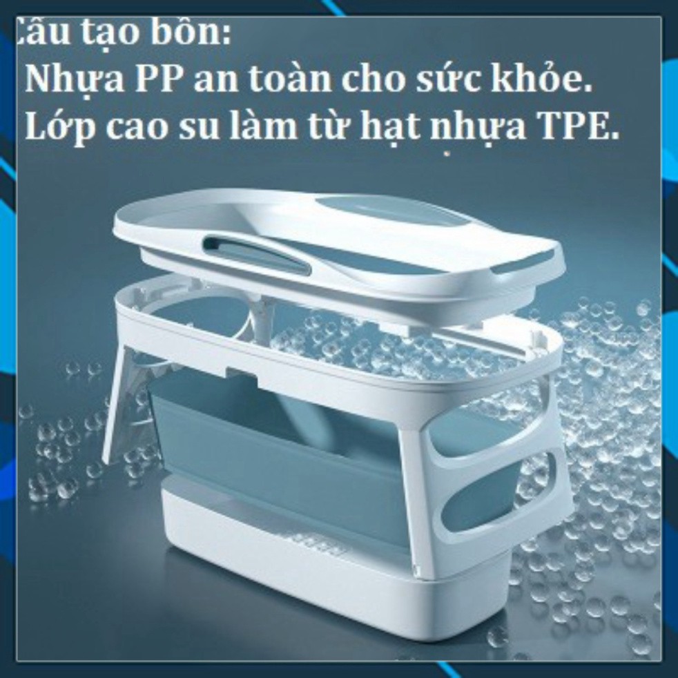 Bồn tắm gấp gọn cho người lớn chất liệu nhựa PP và hạt nhựa TPE, có thể làm bể bơi cho bé.atruong