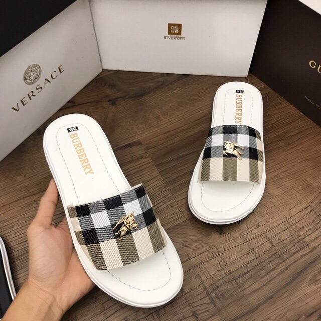 Dép lê nam quai ngang bắp 2 màu đen trắng kèm video