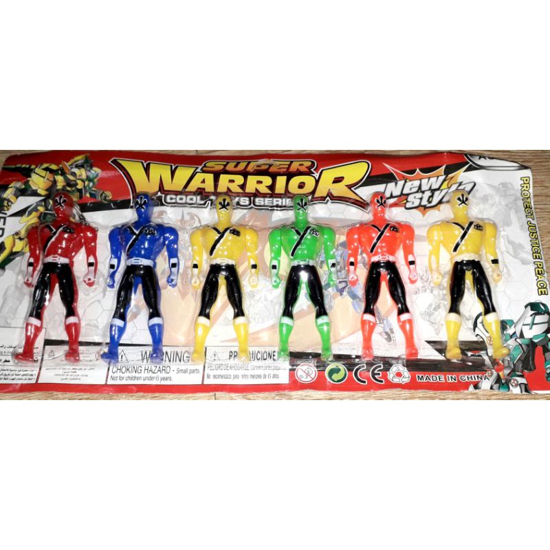Sét 6 cái mô hình Siêu nhân Warrior bằng nhựa cao 12 cm