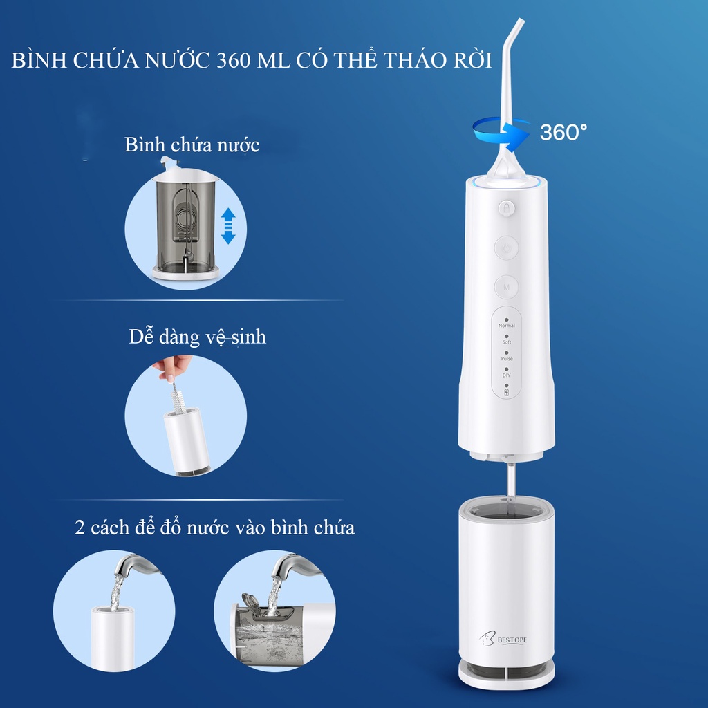 Máy tăm nước cầm tay Bestope bản chất lượng cao máy bền chống nước