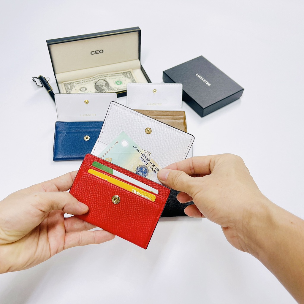 ví nữ phong cách hiện đại trẻ Trung đựng thẻ nhỏ gọn cardholder KATE da safiano nhập khẩu có hộp bh 12thg